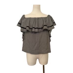 Rachel Zoe Black & White Stripe Cotton & Silk Top - 2 / Small